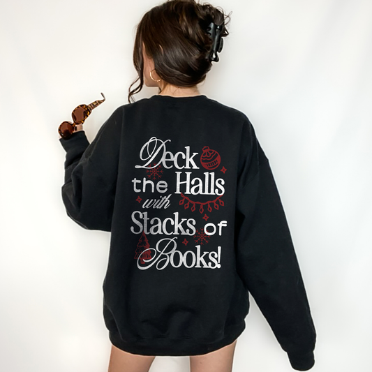 Deck the Halls with Stacks of Books Crewneck