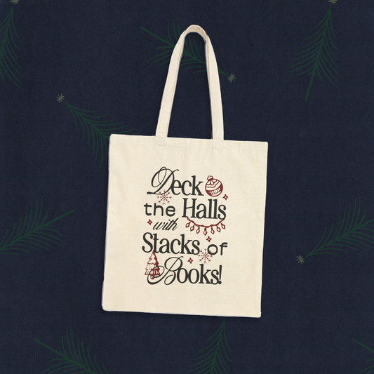 Deck the Halls with Stacks of Books Tote