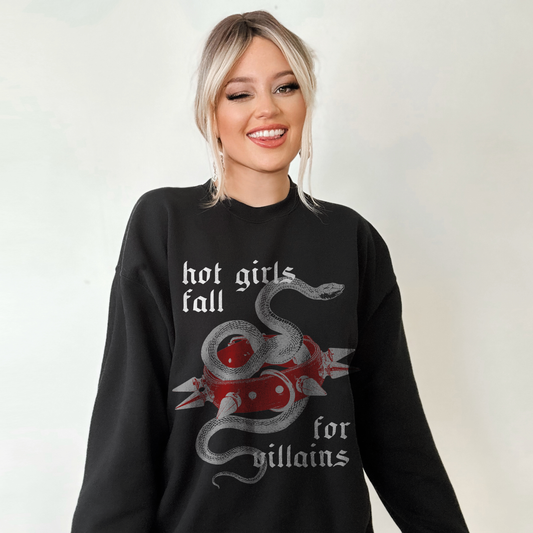 Hot Girls Love Villains Crewneck - Red